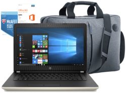 HP 14 Inch Intel Pentium 4GB 128GB SSD Laptop Bundle - Gold.